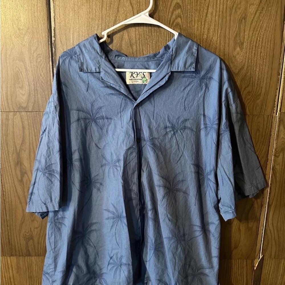 Ky’s Blue Palm Tree Shirt